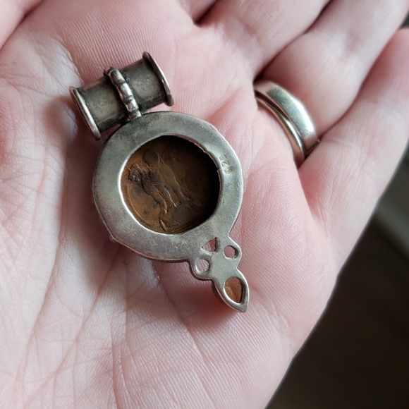 Handmade sterling silver one pice coin topaz - Picture 2 of 4